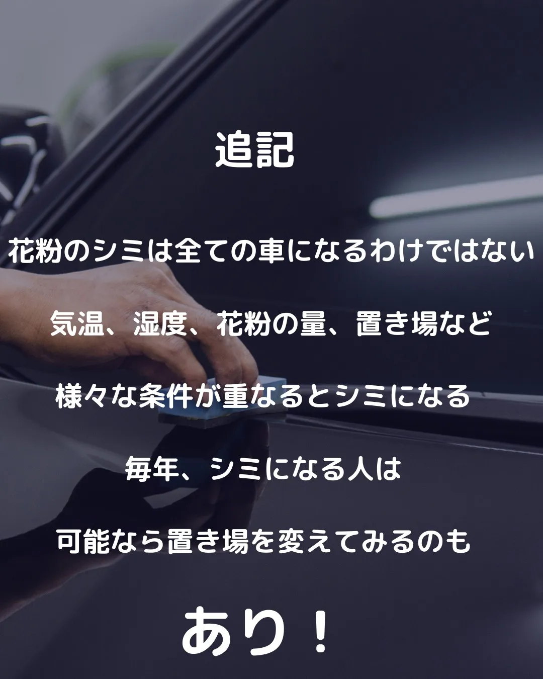 🚗💨 春の敵!? 花粉で車の塗装がダメージを受ける理由🌿💦